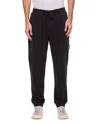 Stone Island Black Cotton Trousers With Drawstring Waistband