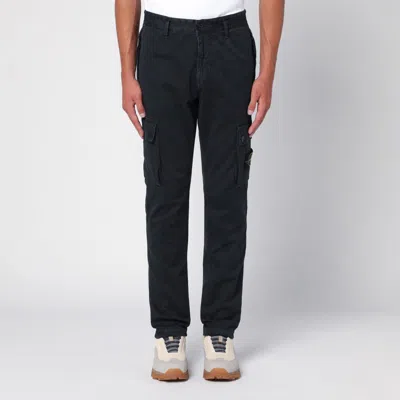 STONE ISLAND STONE ISLAND BLACK COTTON TROUSERS WITH LOGO