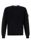 Stone Island Midnight Blue Wool Blend Sweater In Black