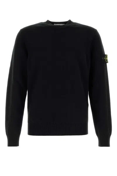 STONE ISLAND BLACK CREW NECK SWEATER
