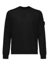 Stone Island Blue Virgin Wool Crewneck Sweater In Black
