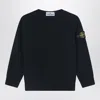 Stone Island Black Crew Neck Sweatshirt In Cotton In Black