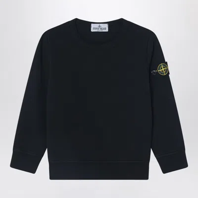 Stone Island Kids' Black Crew Neck Sweatshirt In Cotton