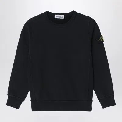Stone Island Kids' Black Crew Neck Sweatshirt In Cotton