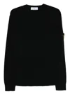 Stone Island Organic Cotton Crewneck Sweatshirt In Black