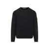 Stone Island Black Crewneck Logo Sweatshirt In Black