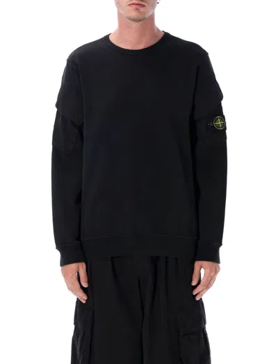 STONE ISLAND MEN BLACK CREWNECK PULLOVER, S LUXURY SWEATSHIRTS & HOODIES FOR MEN DARVEYS