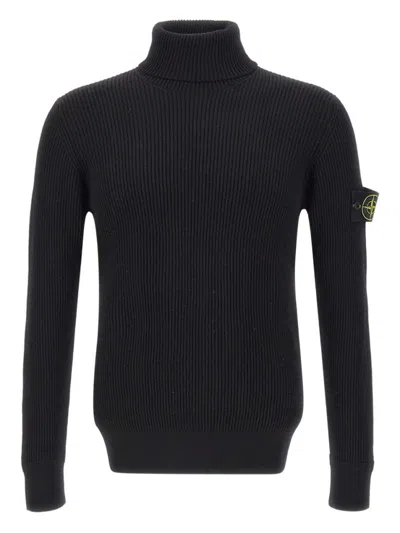 STONE ISLAND BLACK CREWNECK PULLOVER
