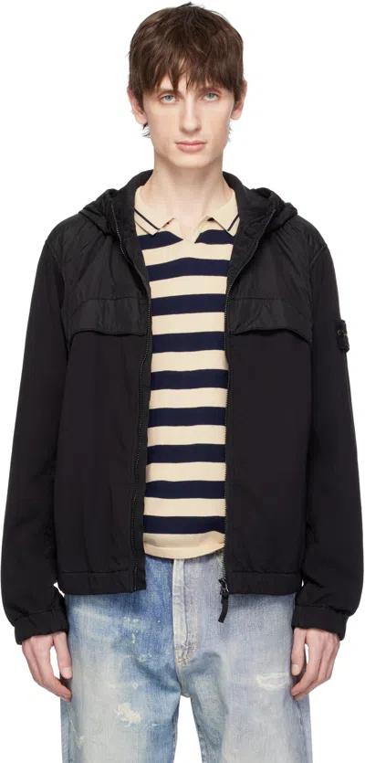 Stone Island Black Crinkle Reps Ny Jacket In V0029 Black