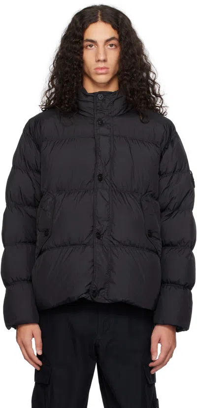 Stone Island Crinkle Puffer Jacket In V0029 Black