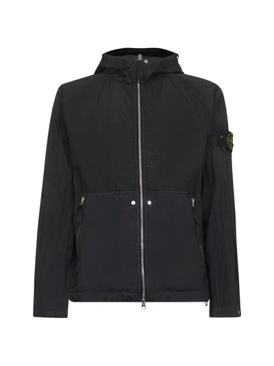 Stone Island Black Crinkle Reps R-ny Hooded Jacket