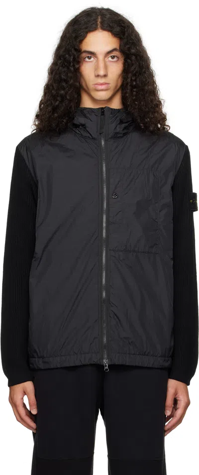 STONE ISLAND BLACK CRINKLE REPS R-NY JACKET 