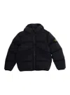 Stone Island Black Hooded Logo-patch Padded Shell Jacket 2-12 In Black