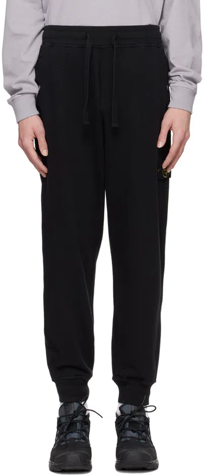 Stone Island Men's Basic Terry Cargo Sweatpants In Black