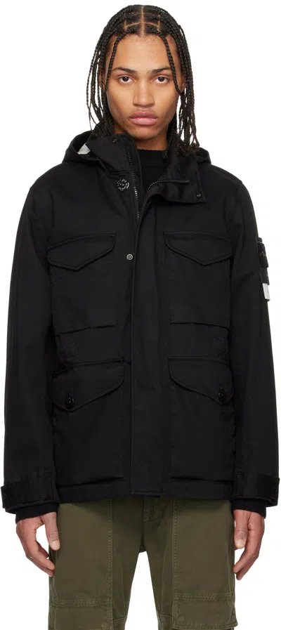 Stone Island Black Field Raso Gommato 3l Jacket In V0029 Black