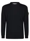 Stone Island Black Fitted Crew Neck Sweater In Blue