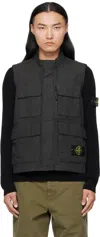 Stone Island Black G100001 Canvas Weave Cotton Vest In Black