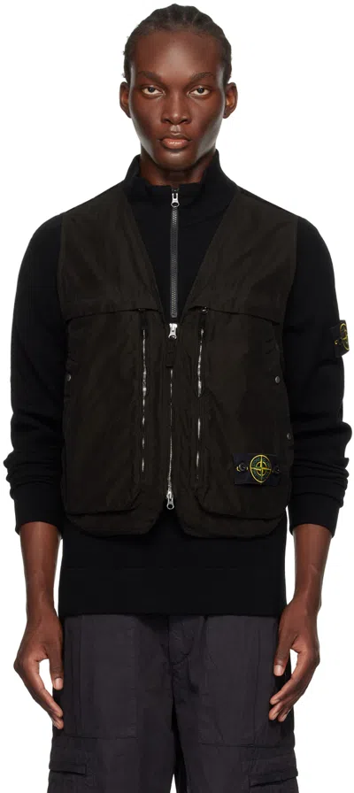 Stone Island Black Garment-dyed Vest In V0029 Black