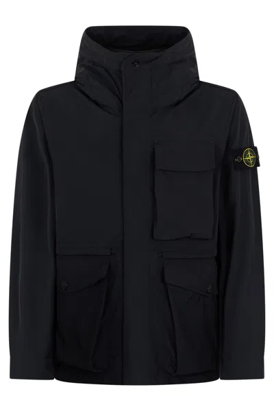 Stone Island Hooded Multi-pocket Jacket In Black