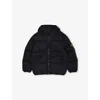 Stone Island Black Hooded Logo-patch Padded Shell Jacket 2-12 In Black