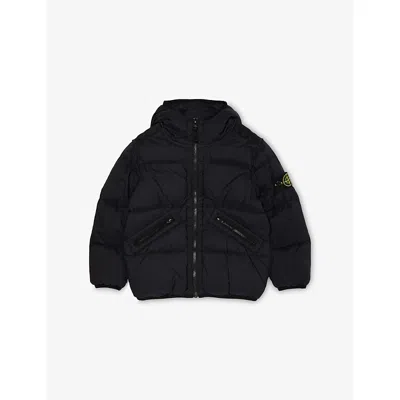 Stone Island Kids' Black Hooded Logo-patch Padded Shell Jacket 2-12
