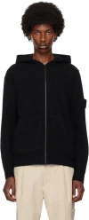 STONE ISLAND BLACK HOODED SWEATER