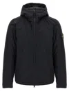 Stone Island Black Hooded Windbreaker Jacket In Black