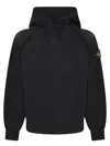 Stone Island Brushed Organic Cotton Fleece Oversized Fit Hoodie Clothing In Black
