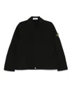 Stone Island Black Jacket With Classic Collar In Black
