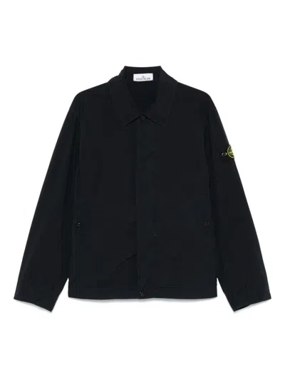 STONE ISLAND BLACK JACKET WITH PATCH LOGO SLEEVE