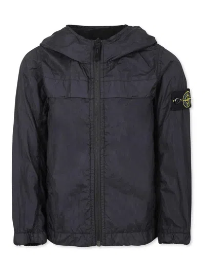 Stone Island Kids' Black Jackets In Blue