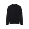 Stone Island Men Black Crewneck Sweatshirt With Logo Patch On The Sleeve In Cotton Man In Black