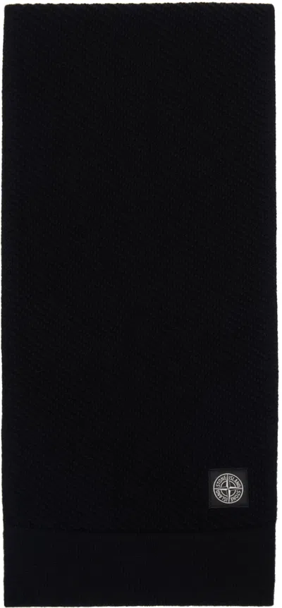 Stone Island Black Knitted Badge Scarf In V0029 Black