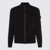 Stone Island Full-zip High-neck Wool Cardigan In Black