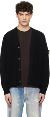 Stone Island Black Light Rws Geelong Wool Cardigan In V0029 Black