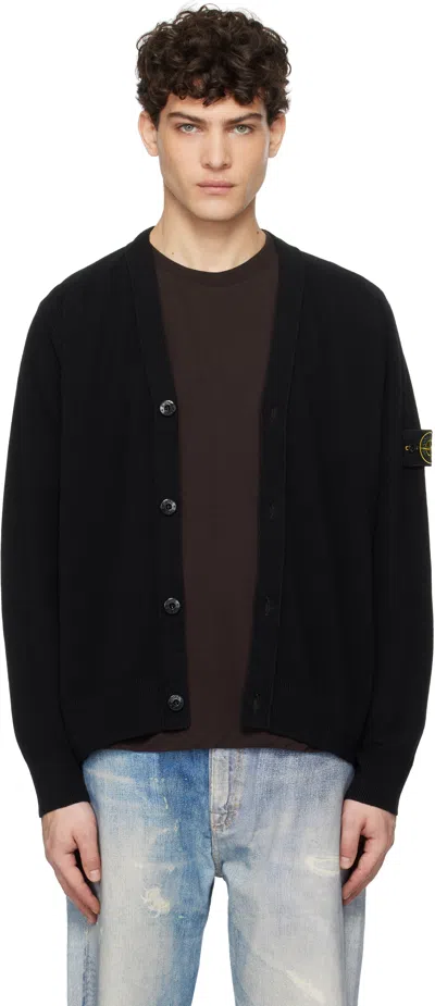 Stone Island Black Light Rws Geelong Wool Cardigan In V0029 Black