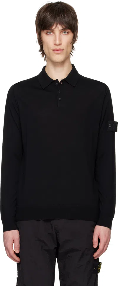 Stone Island Black Light Rws Pure Wool Polo In V0029 Black