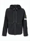 Stone Island Black Jacket With Compass Logo Patch Applied On The Sleeve In Tech Fabric Man In Black