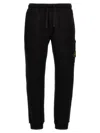 Stone Island Brushed Cotton Joggers With Adjustable Drawstring And Side Logo Badge In Black
