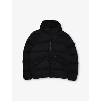 STONE ISLAND BLACK LOGO-BADGE PADDED SHELL PARKA JACKET