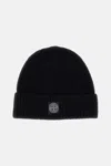 Stone Island Logo-patch Ribbed Beanie In Gold