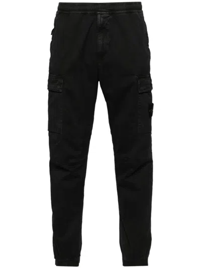 STONE ISLAND BLACK LOGO CARGO PANTS
