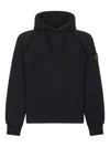Stone Island Brushed Organic Cotton Fleece Oversized Fit Hoodie Clothing In Black