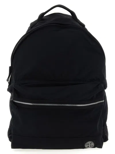 Stone Island Black Logo Patch Backpack
