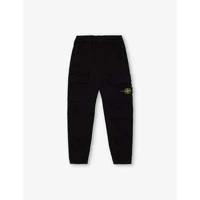Stone Island Stretch Cotton Cargo Pants Kids In Black