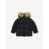 Stone Island Black Logo-patch Padded Shell Parka Jacket 2 - 12 In Black