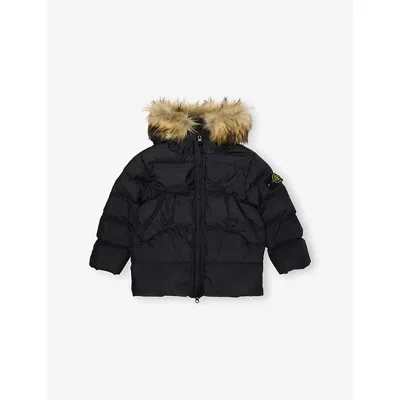 Stone Island Kids' Black Logo-patch Padded Shell Parka Jacket 2 - 12