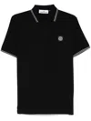 Stone Island Logo Short-sleeved Polo T-shirt In Black