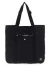 Stone Island Logo Patch Shopping Bag Tote Bag Black In Black