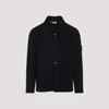 Stone Island Textured Knit Sweater With Button-up Front In Black
